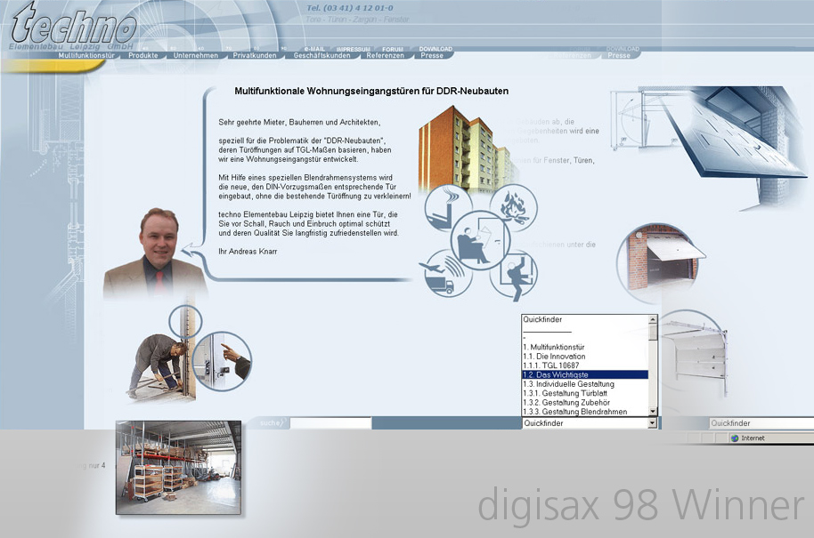 Schröder Media - Webdesign Leipzig : Techno Elementebau GmbH - Digisax 1999 Gewinner