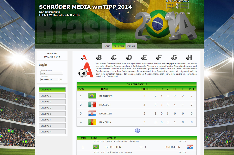 Schröder Media - Webdesign Leipzig : WMTippspiel WM2014 Brasilien Tippspiel Wetten